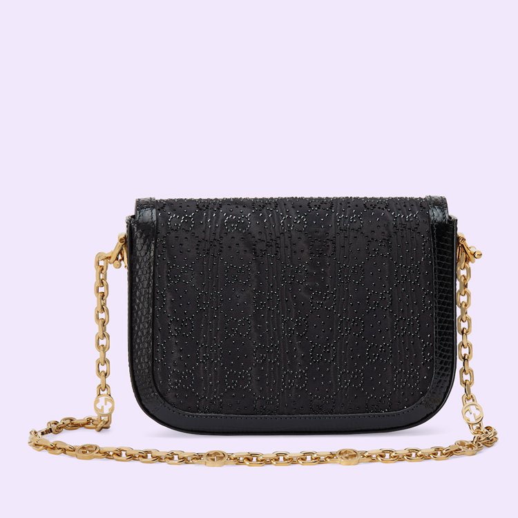 675801.FABCP.1161.009.065.0000.Light Gucci Horsebit 1955 GG crystal mini bag